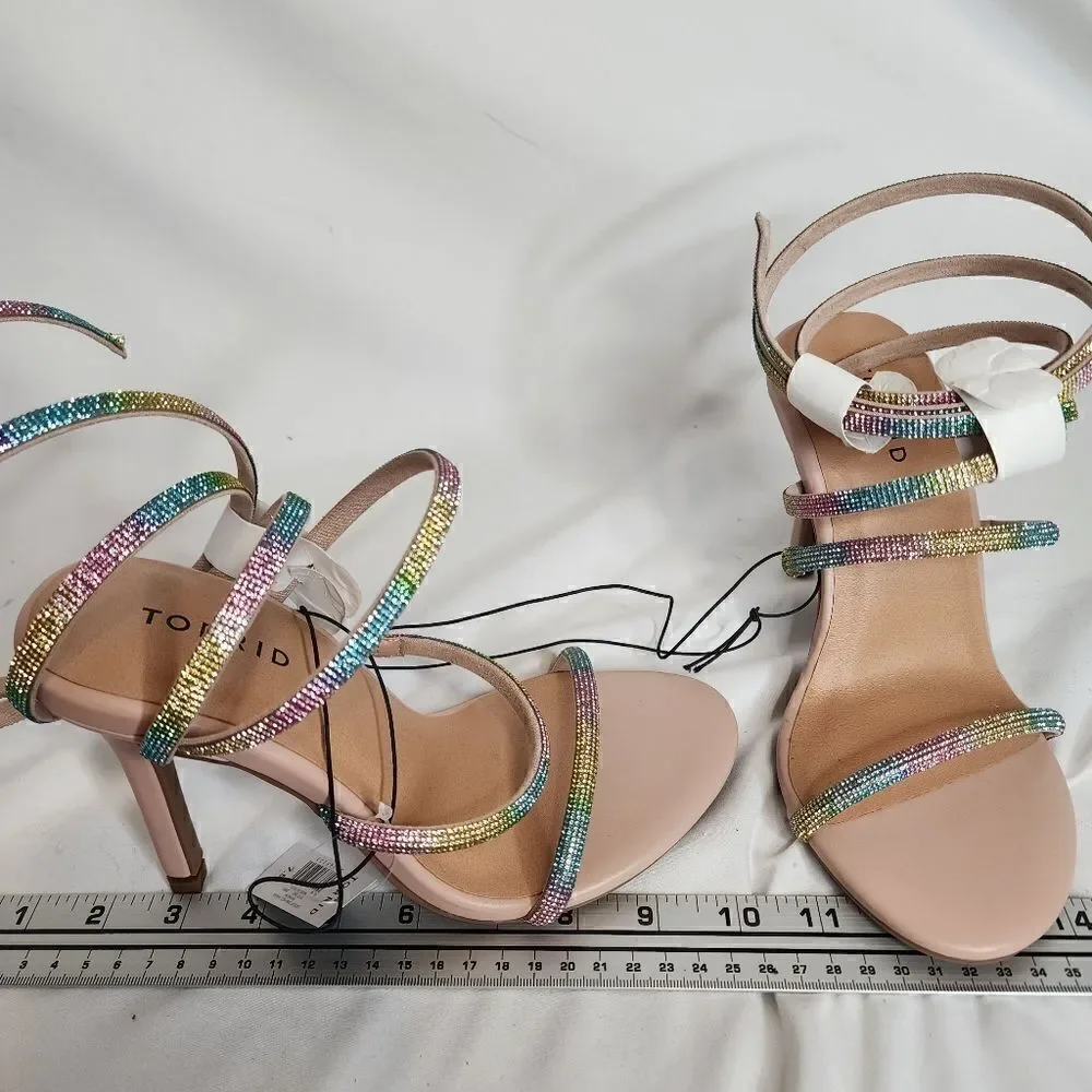 7.5W Wide Width Rainbow Rhinestone Heel 4